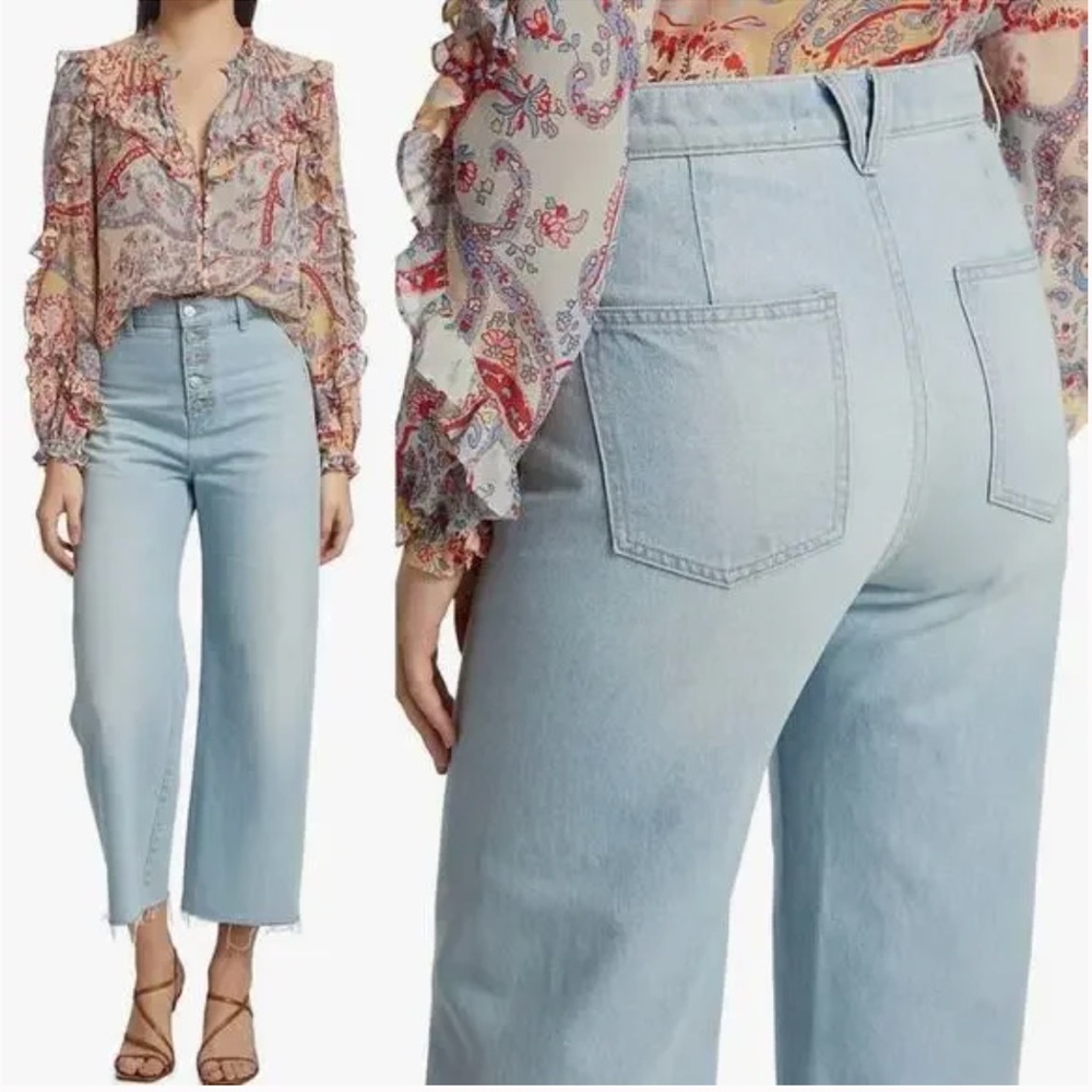 Veronica Beard Grant Wide Leg Ankle Jean, Size 25 in Aire Wash